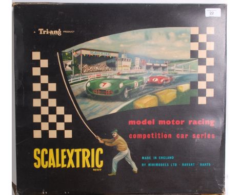 SCALEXTRIC; A vintage boxed CM3 Scalextric set, appearing complete with both original cars ( Jaguar & Lister ) in original bo