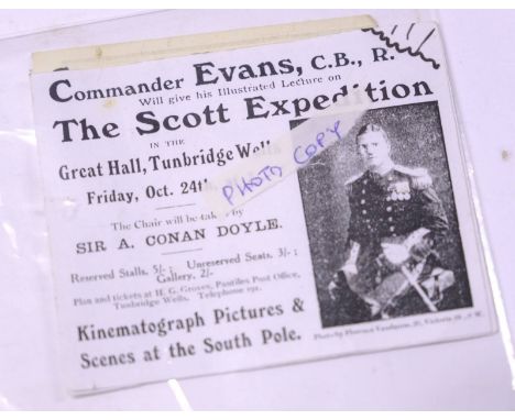 *Scott Expedition. An original advertisement for a lecture given by Commander Evans, C.B. R.N. on The Scott Expedition held o