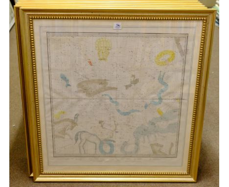 *Celestial Charts. Set of six large untitled celestial charts, published Dean & Son, 1840, engraved charts on a gnomonic proj
