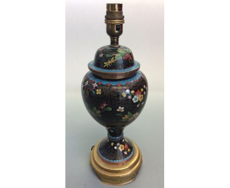 A converted cloisonné ginger jar to lamp base, height 35cm. IMPORTANT: Online viewing and bidding only. No in person collecti