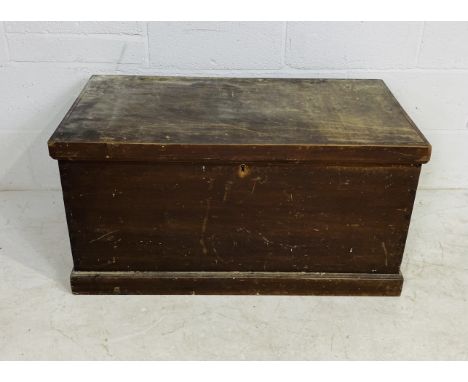 An antique pine trunk - height 48cm, width 94cm