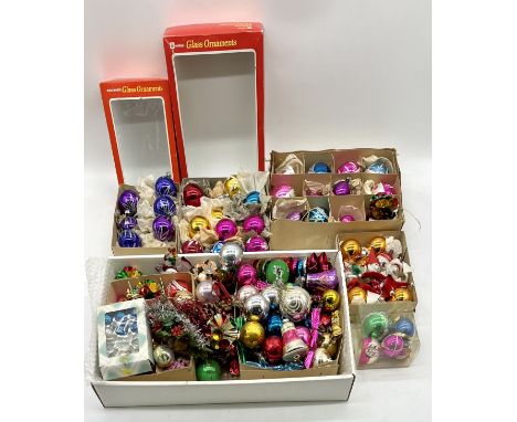 A large assortment of vintage Christmas decorations