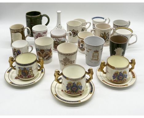 A collection various Victorian and other commemorative china including Paragon Edward VIII gilt handled loving cup, Spode, Ay