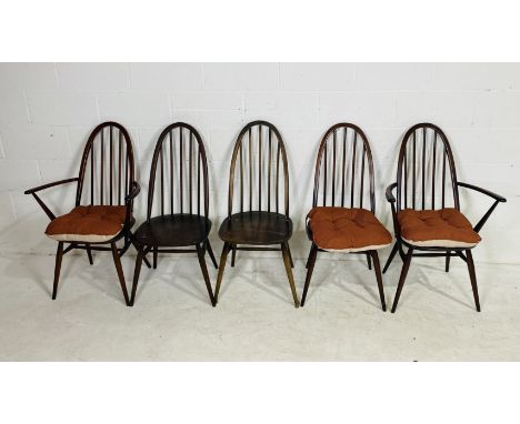 A set of five Ercol Quaker style chairs including two carvers - some A/F