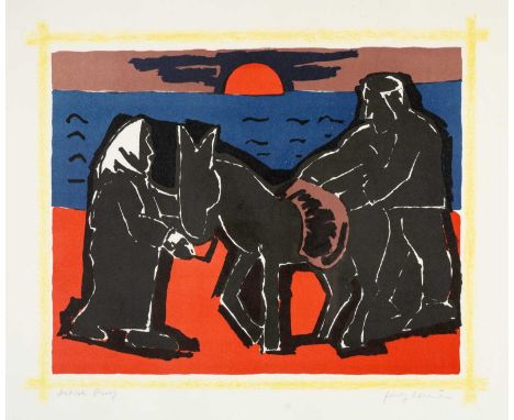 ‡ JOSEF HERMAN OBE RA (Polish, worked Wales 1911-2000) limited edition (artists proof) lithograph - entitled 'The Red Sun', s