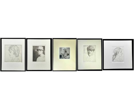 EDGAR HOLLOWAY (British, lived / worked Wales 1904-2008) five portrait engravings / etchings - entitled 'Jennifer', signed, 2