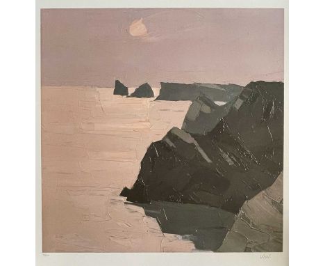 ‡ SIR KYFFIN WILLIAMS RA (Welsh 1918-2006) limited edition (34/150) lithograph - sunset over the rocky Gower coast, signed wi