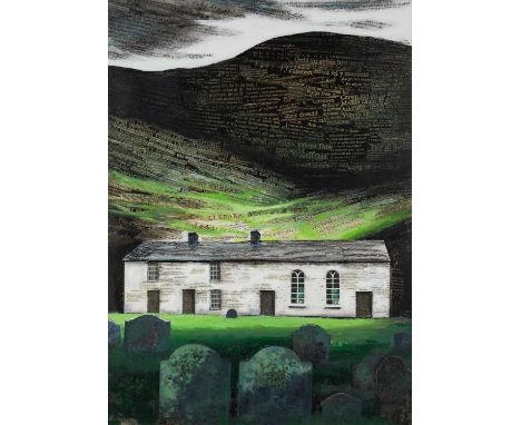 ‡ OGWYN DAVIES (1925-2015) rare original mixed media including collage, acrylic and heightening - entitled verso 'Soar y Myny