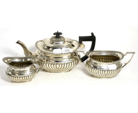 Three piece silver tea service, Birmingham 