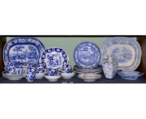Blue and white Hilditch & Son tea service, together with other assorted blue and white English ceramics 