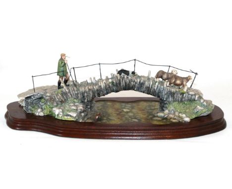 Border Fine Arts 'Off To The Fells At Slaters Bridge' (Shepherd, Sheep and Collie Crossing), model No. PJ03 by Ray Ayres, lim