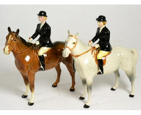 Beswick Huntswoman, Style Two, model No. 1730, brown gloss, together with another, grey gloss example (2) Both models in good