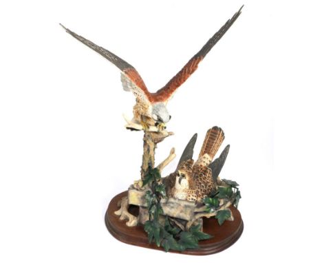 Border Fine Arts 'The Kestrels', model No. L100 by David Burnham Smith, limited edition 610/950, on wood base
