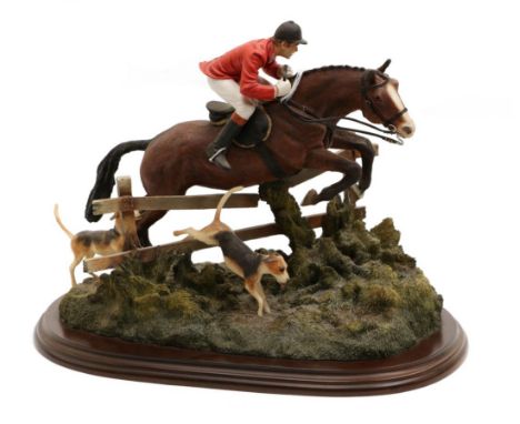 Country Artists  'Over the Fence', Hunting Scene, by Rob Donaldson, limited edition 290/500, on wood base with certificate 