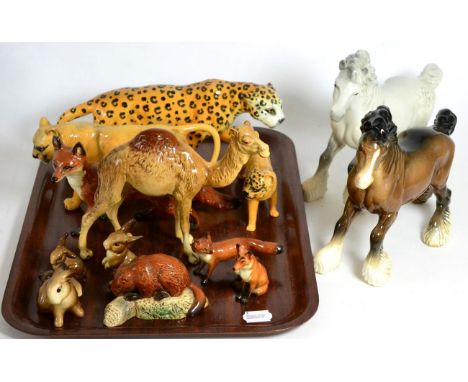 Beswick Wild Animals Including: Camel, model No. 1044, Leopard, model No. 1082, Lioness, model No. 1507, Lion Cub, model No. 