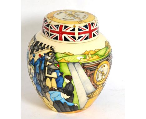 A Moorcroft pottery ginger jar and cover in the Bullnose Morris pattern, designed by Paul Hilditch, limited edition 23/50, si