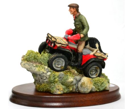 Border Fine Arts 'Easy Riders' (Man, Dog and Vehicle), model No. 153 by David Walton, on wood base