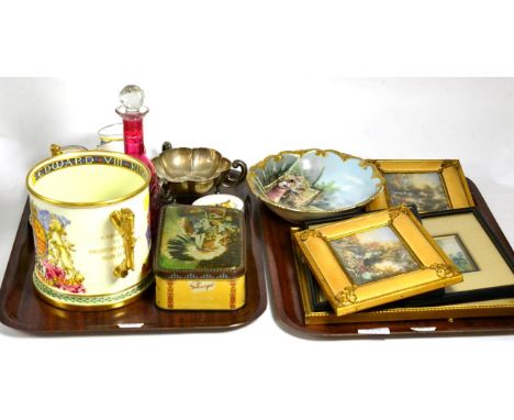 A large Paragon limited edition twin-handled Edward VIII coronation mug, 195/1000, an Edwardian silver three-handled bowl, an