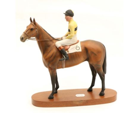 Beswick Connoisseur Horse Arkle - Pat Taaffe Up, model No. 2084, bay matt, on wooden plinthIn good condition; Beswick England