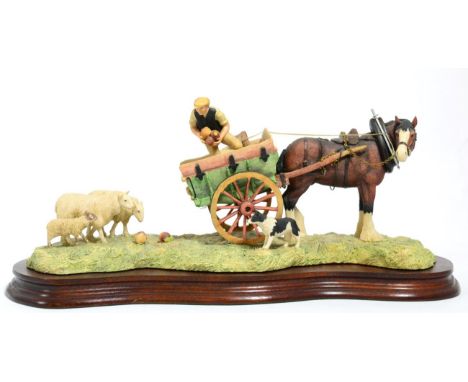 Border Fine Arts 'Supplementary Feeding' (Tip Cart), model No. JH57 by Anne Butler, limited edition 183/1750, on wood base, w