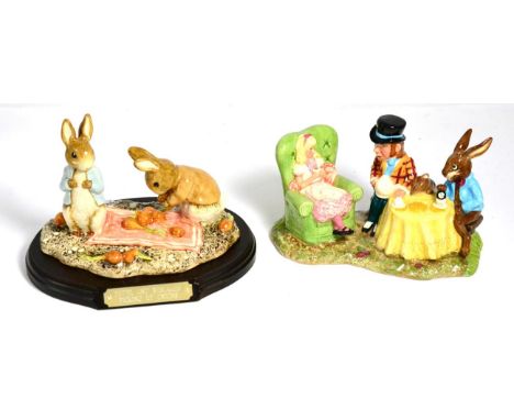 Royal Doulton 'The Mad Hatter's Tea Party', model no. LC001, with box and certificate; and 'Peter & Benjamin Picking Up Onion