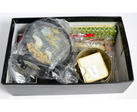 Miscellaneous including a Stratton compact; a pocket watch; an Accurist wristwatch; assorted pen nibs etc (qty)