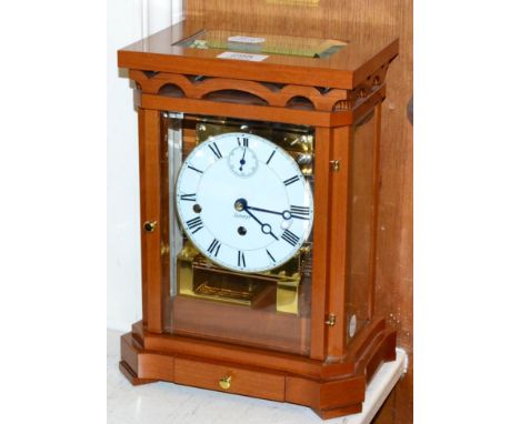 A wood cased modern chiming mantel clock, signed Kieninger