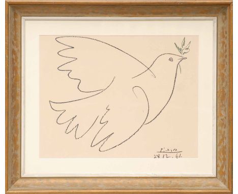 PABLO PICASSO 'Dove of Peace', lithograph, signed and dated in the plate, 1961, framed and glazed, 50cm x 65cm.  (Subject to 