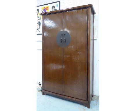 CHINESE MARRIAGE CABINET, with a pair of doors and decorative metal work, 118cm x 198cm H x 50cm. (with faults)