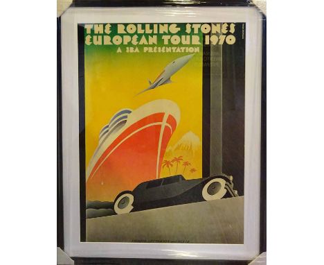 ROLLING STONES original 1970 UK tour poster designed by Stone's lips designer John Pasche, 90cm x 70cm, framed and glazed,.