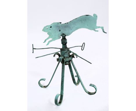 A Continental copper weather vane, applied a running hare, 53 cm high  See illustration Condition report Report by GHThe leng