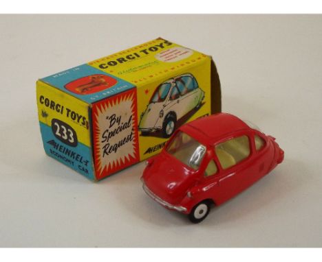 A Corgi Toys Heinkel-I Economy Car, 233, boxed, and other die-cast vehicles (box)