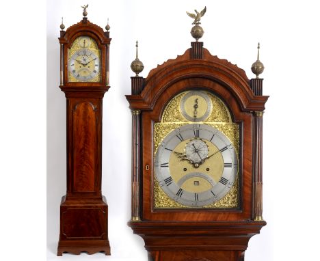 A longcase clock, the 29.5 cm arched square brass dial signed John Jervis, St James's Street, the matt centre with a subsidia