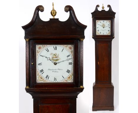 A longcase clock, the 17.5 cm square painted dial signed Shepherd & Potter, Wotton, fitted a 30 hour movement, in an oak case