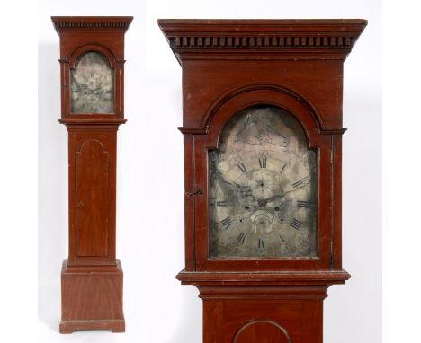 A longcase clock, the 30 cm arched square silvered dial signed Rd Behanna, Penryn, with a subsidiary seconds dial and calenda