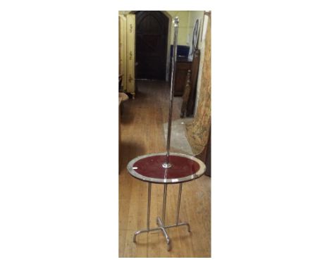 An Art Deco style chrome standard lamp, with glass table, 157 cm high (lacks fitting) Condition report Report by GHThere shou