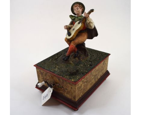 A Swiss musical automaton, with a figure playing a banjo 21.5 cm high Condition report Report by GHThumbs broken off on both 