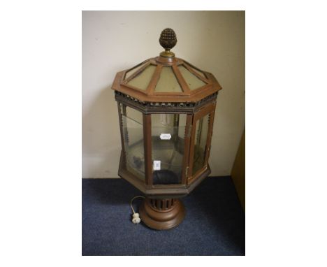 An octagonal brass lantern, 77 cm high