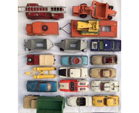 Diecast: A collection of assorted playworn and damaged Corgi, Dinky, and Matchbox vehicles. Ideal for restoration or parts.&n