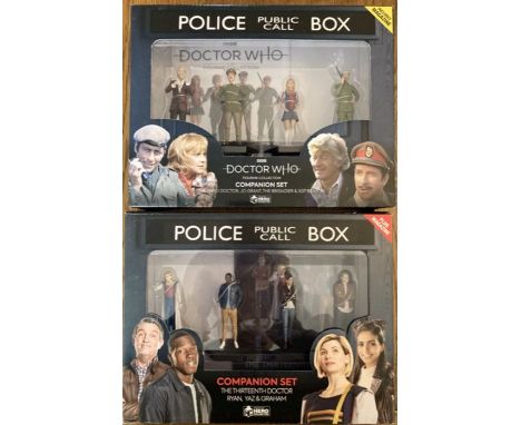 Doctor Who: Two figure sets, Third Doctor, Jo Grant, Brigadier, Sgt.Benton; and The Thirteenth Doctor, Ryan, Yaz and Graham.&