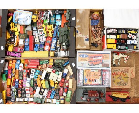 Diecast: A large collection of assorted playworn diecast to include Matchbox, Dinky Toys, Corgi and others; together with a b