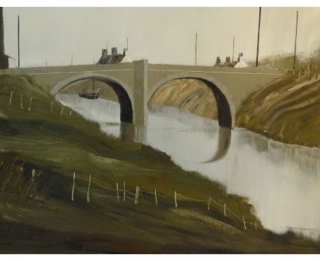 Terence Bennett (Northern British 1935-): 'Stainforth Bridge' South Yorkshire, oil on canvas signed and dated '73, titled and
