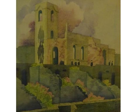 William Frederick Colley (British 1907-1957): 'Ruined Keep, watercolour, signed, exhibition details verso 36cm x 34cmNotes: C