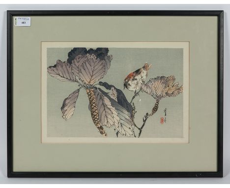 WATANABE SEITEI (JAPANESE 1851-1916),
ORNAMENTAL CABBAGE AND RYUKYU ROBIN
oban woodblock print on paper, good colour, good co