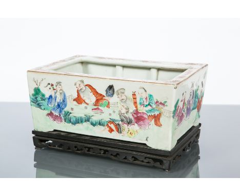 EARLY 19TH CENTURY CHINESE OBLONG PLANTER
the long sides decorated with male figures at leisure, the ends with female musicia