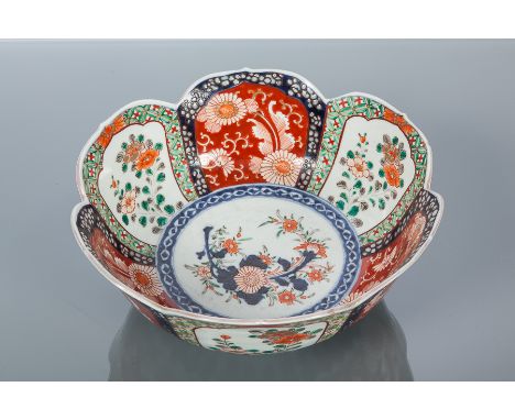 LATE 19TH CENTURY JAPANESE IMARI PETAL SHAPED FRUIT BOWL
the centre decorated with a floral spray wishing alternate floral pa