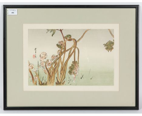 WATANABE SEITEI (JAPANESE 1851-1916),
ZENMAI FERN
oban woodblock print on paper, good colour, good condition, mounted with ma