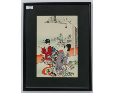 TOYOHARA CHIKANOBU (JAPANESE 1838-1912),
COURT LADY AND LADY-IN-WAITING OF THE CHIYODA PALACE ON THE DAY OF FESTIVAL
oban woo