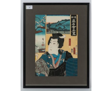TOYOKUNI III (JAPANESE 1786-1864) TOGETHER WITH HIROSHIGE (JAPANESE 1797-1858),
PORTRAIT OF SHIRAI GONPACHI FROM FAMOUS RESTA