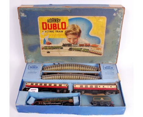 A Hornby Dublo EDP12 passenger train set  containing gloss green Duchess of Montrose engine and tender (G) 2 D12 coaches (G) 